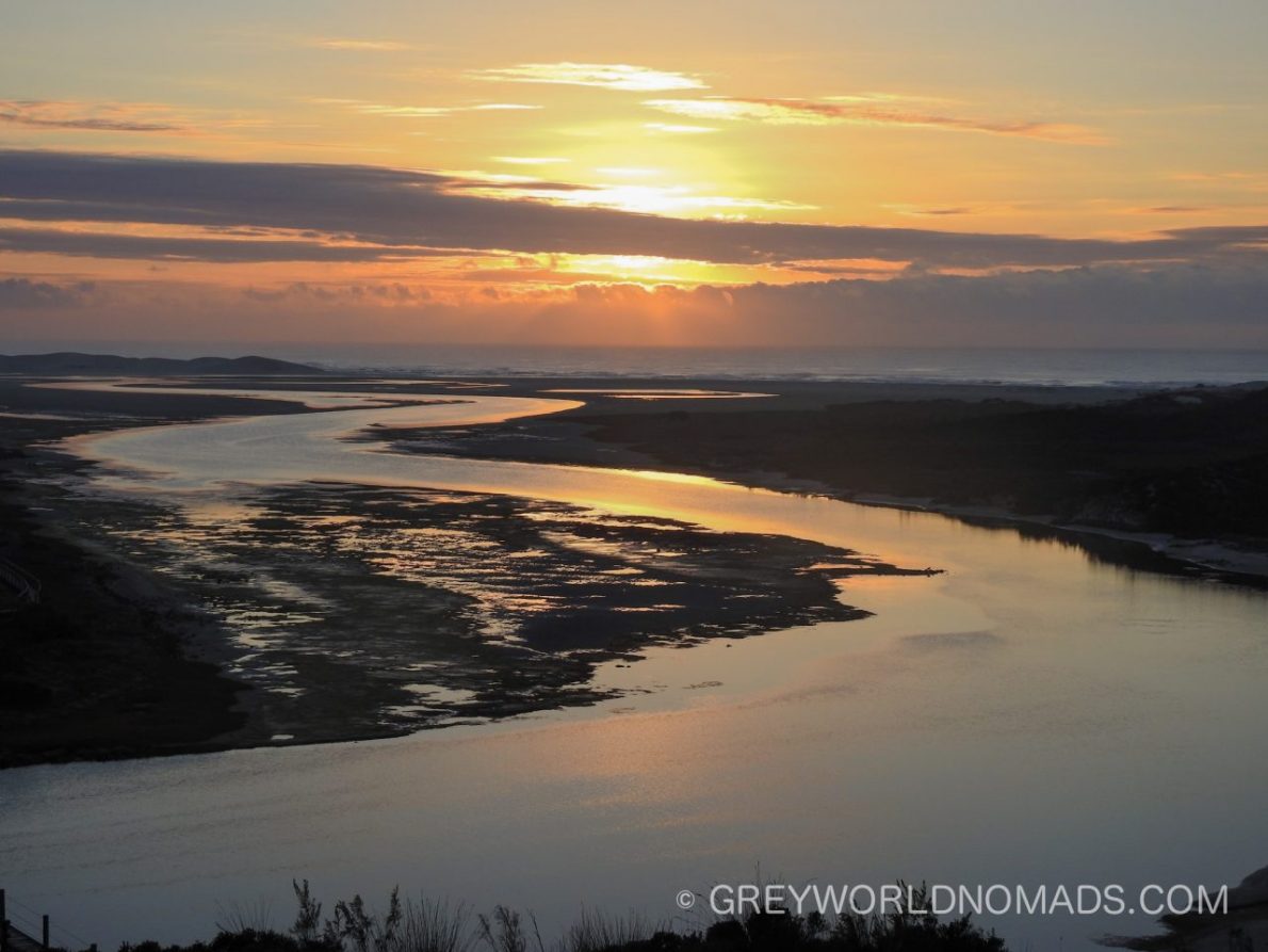 Africa enchants with the most magical sunsets and sunrises, even at the most southern tip of Africa in De Mond Nature Reserve, South Africa.
