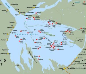 Okavango Map, Okavango Delta Map, Okavango Botswana. Mokoro Okavango Delta Budget Tour and Advice.